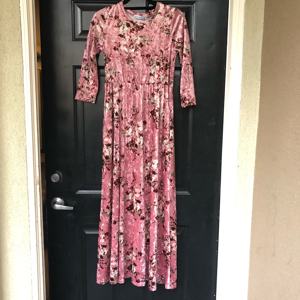 Crushed Velvet Floral Maxi